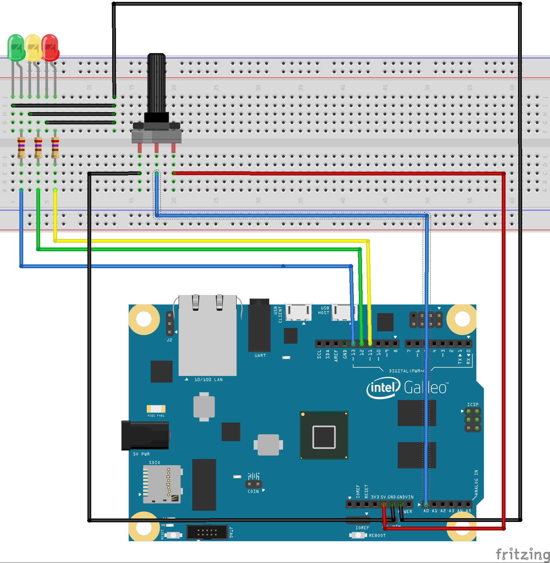 Using a Potentiometer to turn LEDs on and off